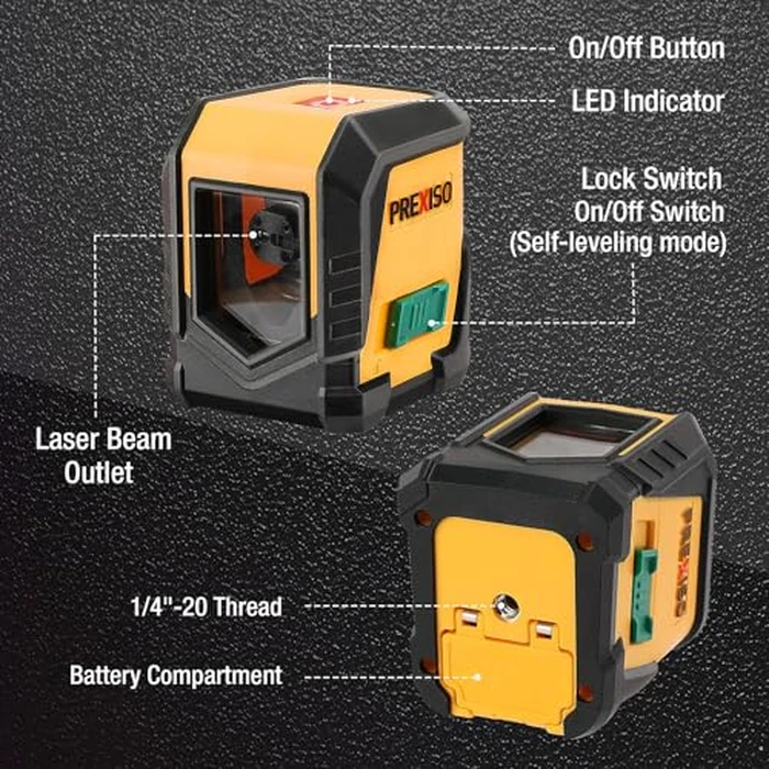 PREXISO Laser Level with Tripod, 65Ft Self Leveling Cross Line Laser Level, Green Line leveler Tool for Hanging Pictures, Home Renovation with LED Indicator & 2 AA Batteries (31-1/2 inch Tripod) by Prexiso - Image 5