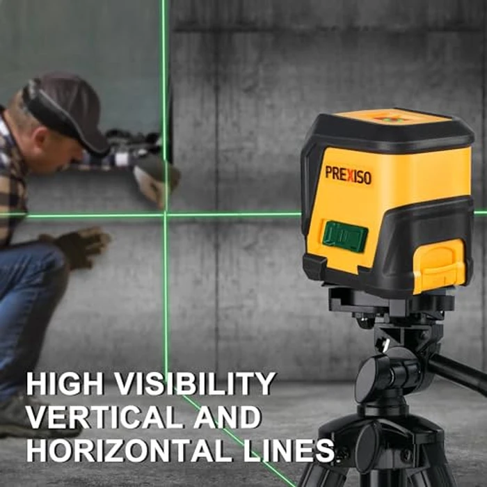 PREXISO Laser Level with Tripod, 65Ft Self Leveling Cross Line Laser Level, Green Line leveler Tool for Hanging Pictures, Home Renovation with LED Indicator & 2 AA Batteries (31-1/2 inch Tripod) by Prexiso - Image 7