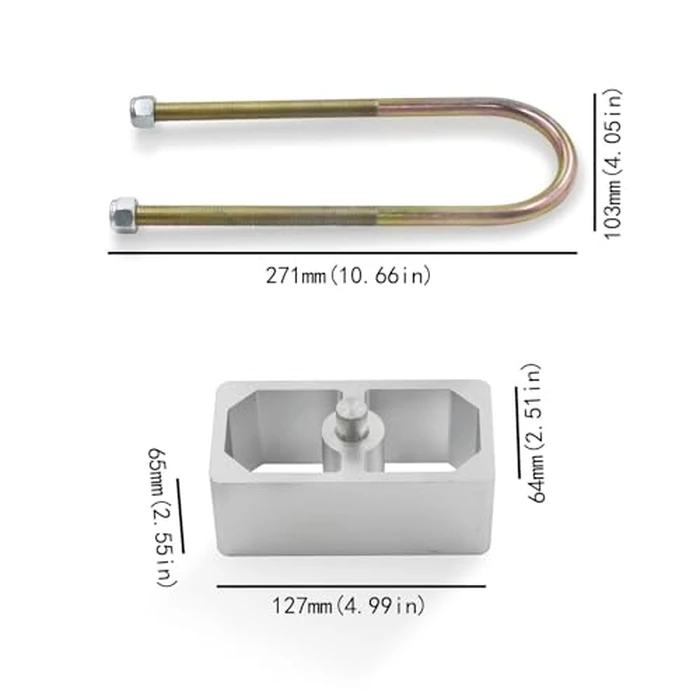QGHAUC Universal Leaf Spring Lowering Block Kit, 2 Inch, 2-1/2" Wide, 5" Long, Zinc-Plated U-Bolts, Premium Steel Construction for Long-Lasting Finish by QGHAUC - Image 7