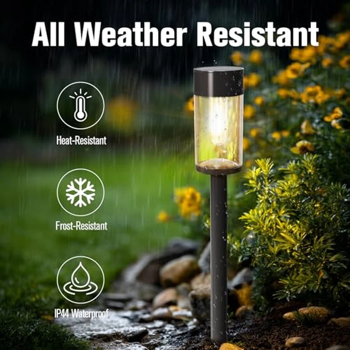 SAKSIAPRO 8 Pack Solar Pathway Lights Outdoor Waterproof, High Brightness LED Solar Garden Lights for Patio, Yard, Lawn, Landscape, Driveway, Walkway, Auto On/Off, 3000K by SAKSIAPRO - Image 3