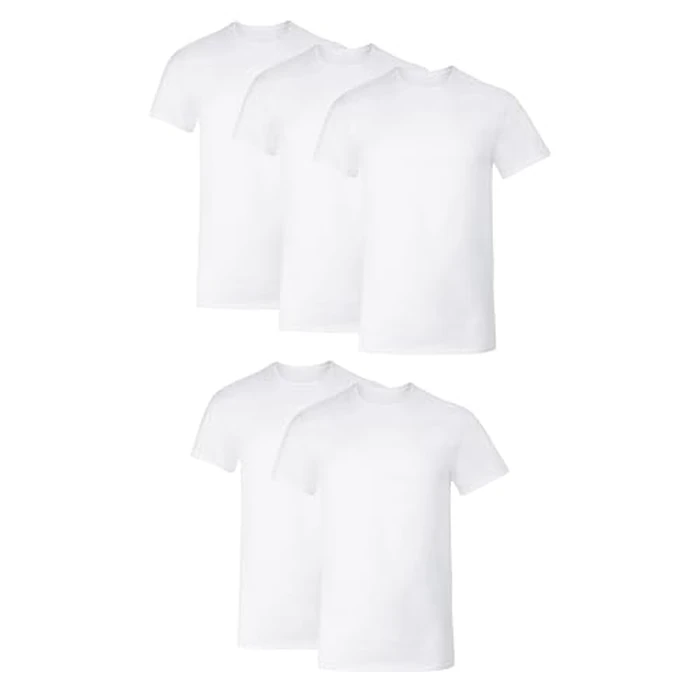 Hanes Men's Undershirt T-Shirts Pack, 5-Pack, Crewneck or V-Neck T Shirts for Men, Wicking Stretch-Cotton Clothing by Hanes - Used - Like New condition - US$28.49