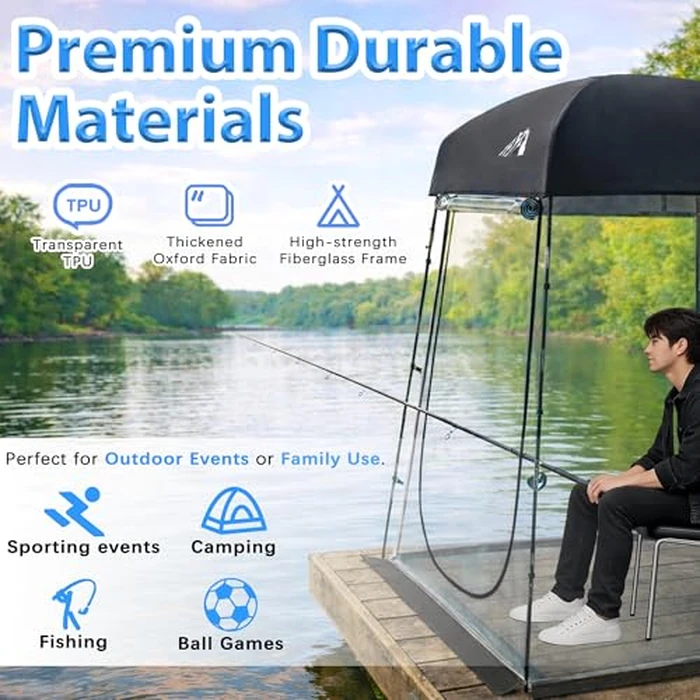 VERSSURE Sports Tent, Portable Sports Tent Shelter Fits 2-4 Persons,6.3FT Height Clear Bubble Tents for Sports Games and Camping,Providing Shelter from Wind and Rain (Black) by Verssure - Image 2