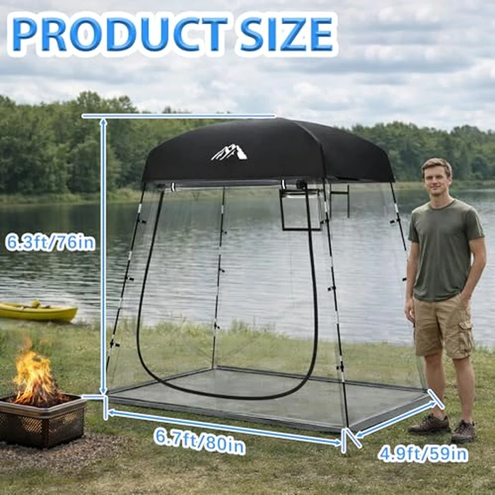 VERSSURE Sports Tent, Portable Sports Tent Shelter Fits 2-4 Persons,6.3FT Height Clear Bubble Tents for Sports Games and Camping,Providing Shelter from Wind and Rain (Black) by Verssure - Image 3