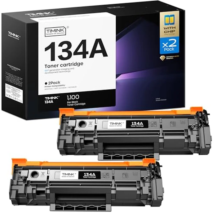 134A Black Toner Cartridges (with Chip) Replacement Compatible for HP 134A W1340A 134X W1340X Toner Cartridges Work with LaserJet M209dw MFP M234dw M234sdw M234sdn Printer (2 Black) by Timink - Used - Acceptable condition - CA$39.63