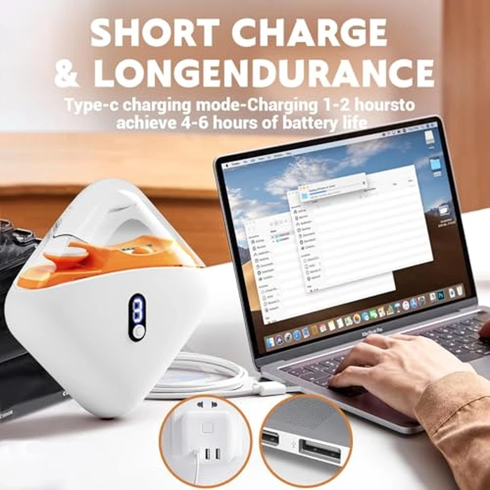 JUNZUP Electric Nail Clipper, 3 Speeds Electric Toenail Clipper, Automatic 2 in 1 Electric Nail Trimmer Grind Nail Care Tool with LED Light, Safe for Babies, Seniors and Adults (Dark Orange) by JUNZUP - Image 7