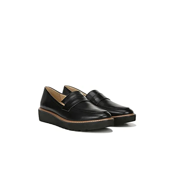 Naturalizer Womens Adaline Slip On Lightweight Platform Loafer, Black Leather, 12 Wide by Naturalizer - Image 3