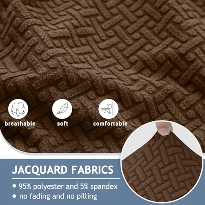 ALIECOM Stretch Corner Sectional Couch Covers L Shape Sofa Covers Washable Sectional Slipcovers U Shape Jacquard Living Room Pet Dogs Furniture Protector with Elastic Bottom (Dark Coffee, X-Large) by ALIECOM - Image 4