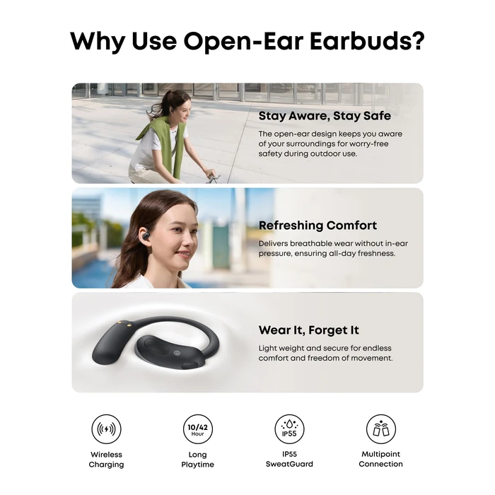 soundcore AeroFit 2 by Anker, Open-Ear Earbuds, Adjustable Ear Hooks, Snug Fit, Rich Bass, Hi-Res, 42H Playtime, Bluetooth 5.4, IP55, 4-Mic Al Clear Calls, 100+ Languages Real-Time Translation by soundcore - Image 9