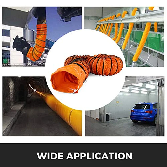 VEVOR 7.6 M/25 FT PVC Flexible Duct Hosing with S Hook and Steel Support Coils for 203 MM/8 Inch Diameter Exhaust Fan by VEVOR - Image 7