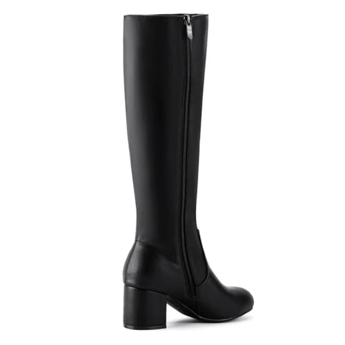 Shoe'N Tale Knee High Boots for Women Block Chunky Heel Boots with Side Zipper(10,Black PU) by Shoe'N Tale - Image 3