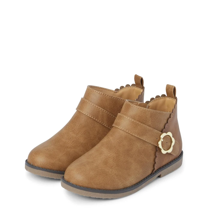 Gymboree Girls And Toddler Faux Leather Booties Ankle Boot, Tan, 11 Little Kid US by Gymboree - Used - Very Good condition