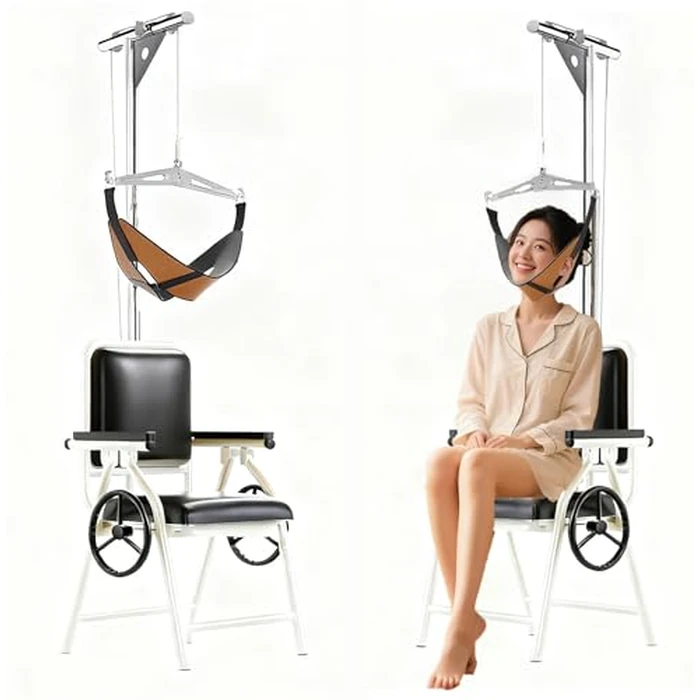 Professional Cervical Traction Device & Neck Stretcher Chair - Adjustable Home Neck Pain Relief System with Force Gauge, Use for Spinal Decompression, Relieve Numbness & Stiffness, Foldable by Kriulre - Image 2