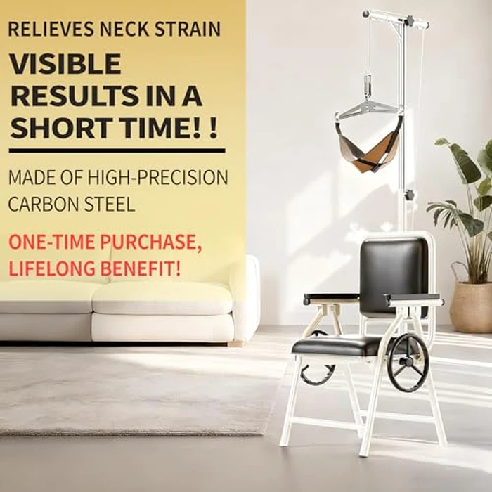 Professional Cervical Traction Device & Neck Stretcher Chair - Adjustable Home Neck Pain Relief System with Force Gauge, Use for Spinal Decompression, Relieve Numbness & Stiffness, Foldable by Kriulre - Image 4