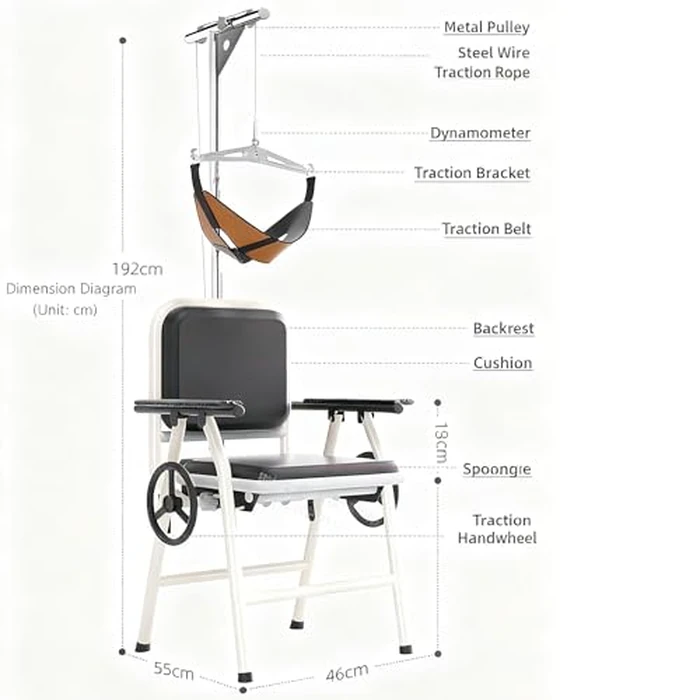 Professional Cervical Traction Device & Neck Stretcher Chair - Adjustable Home Neck Pain Relief System with Force Gauge, Use for Spinal Decompression, Relieve Numbness & Stiffness, Foldable by Kriulre - Image 6