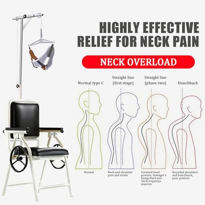 Professional Cervical Traction Device & Neck Stretcher Chair - Adjustable Home Neck Pain Relief System with Force Gauge, Use for Spinal Decompression, Relieve Numbness & Stiffness, Foldable by Kriulre - Image 8