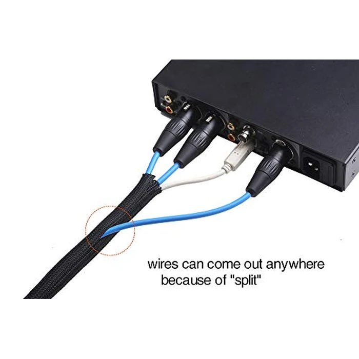 Alex Tech 25ft - 3/8 inch Cord Protector Wire Loom Tubing Cable Sleeve Split Sleeving For USB Cable Power Cord Audio Video Cable - Protect Cat From Chewing Cords - Black by Alex Tech - Image 2