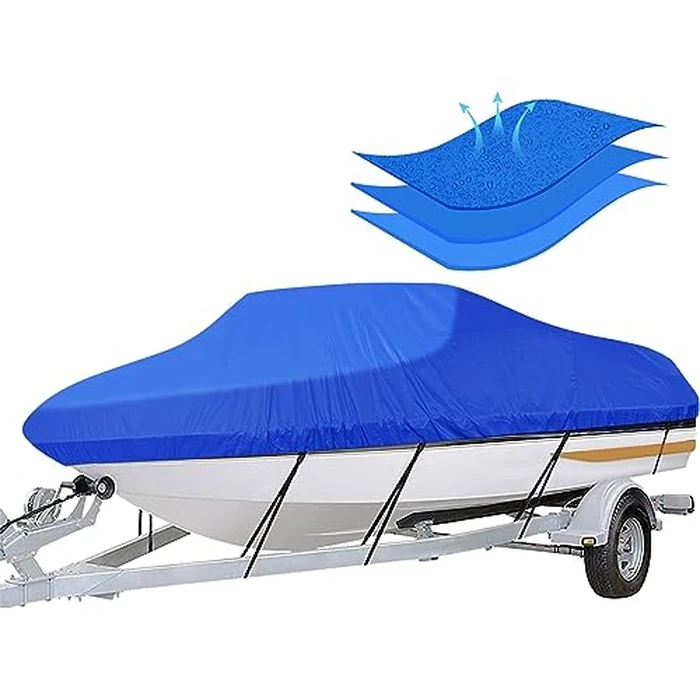 iCOVER Trailerable Boat Cover- 20'-23' Waterproof Heavy Duty Marine Grade Polyester, Fits V-Hull,Fish&Ski,Pro-Style,Fishing Boat,Runabout,Bass Boat, up to 20ft-23ft Long X 100" Wide by i COVER - Used - Acceptable condition - CA$49.27