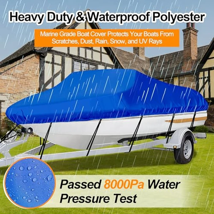 iCOVER Trailerable Boat Cover- 20'-23' Waterproof Heavy Duty Marine Grade Polyester, Fits V-Hull,Fish&Ski,Pro-Style,Fishing Boat,Runabout,Bass Boat, up to 20ft-23ft Long X 100" Wide by i COVER - Image 4