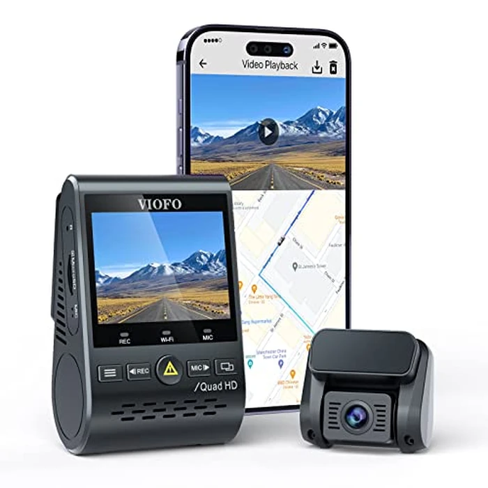 VIOFO Dual Dash Cam, 2K 1440P 60fps+1080P 30fps Front and Rear Dash Camera with Wi-Fi GPS, Parking Mode, Emergency Recording, Super Capacitor, Motion Detection (A129 Plus Duo) (Renewed) by VIOFO - Refurbished condition - CA$167.99