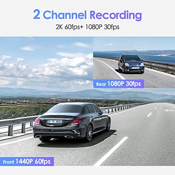 VIOFO Dual Dash Cam, 2K 1440P 60fps+1080P 30fps Front and Rear Dash Camera with Wi-Fi GPS, Parking Mode, Emergency Recording, Super Capacitor, Motion Detection (A129 Plus Duo) (Renewed) by VIOFO - Image 2