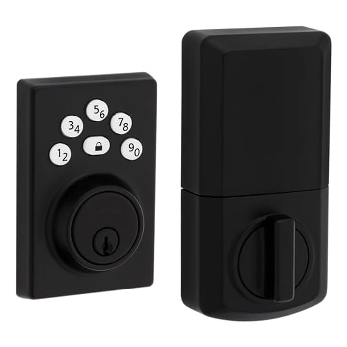 Weiser Elements Matte Black Keyless Entry Door Lock/Deadbolt Lock, 5-Button Keypad Door Lock with Auto Lock and 12-Month Battery Life, Electronic Door Locks for Front Door, Modern Home Décor by Weiser - Used - Like New condition - CA$56.39