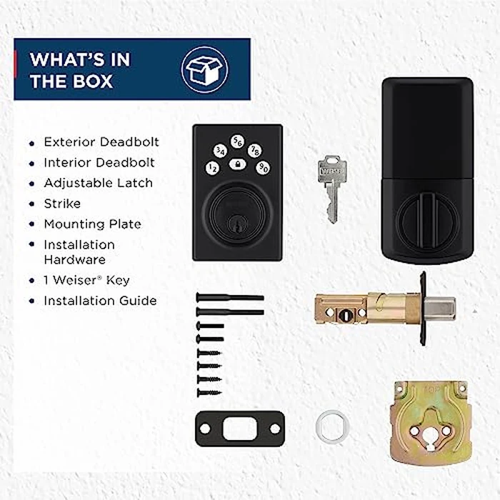 Weiser Elements Matte Black Keyless Entry Door Lock/Deadbolt Lock, 5-Button Keypad Door Lock with Auto Lock and 12-Month Battery Life, Electronic Door Locks for Front Door, Modern Home Décor by Weiser - Image 6