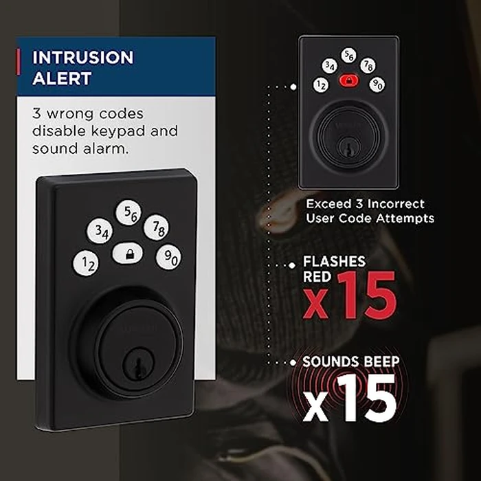 Weiser Elements Matte Black Keyless Entry Door Lock/Deadbolt Lock, 5-Button Keypad Door Lock with Auto Lock and 12-Month Battery Life, Electronic Door Locks for Front Door, Modern Home Décor by Weiser - Image 7