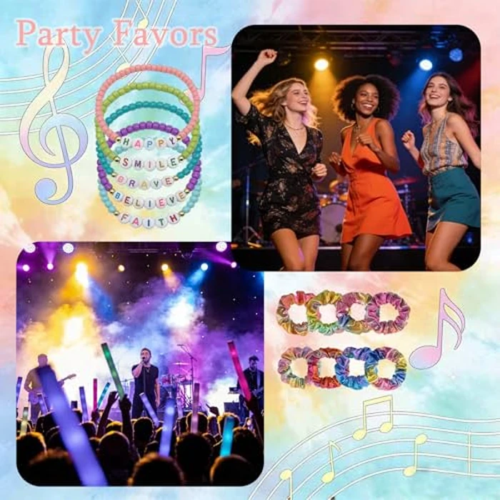 HUAJIANAIKE 60 Pcs Kpop Disco Party Favors Friendship Bracelet Kit Sunglasses Scrunchies Music keychains Gift Bags for Y2k K Pop Birthday Decorations Galentine's Day by HUAJIANAIKE - Image 7