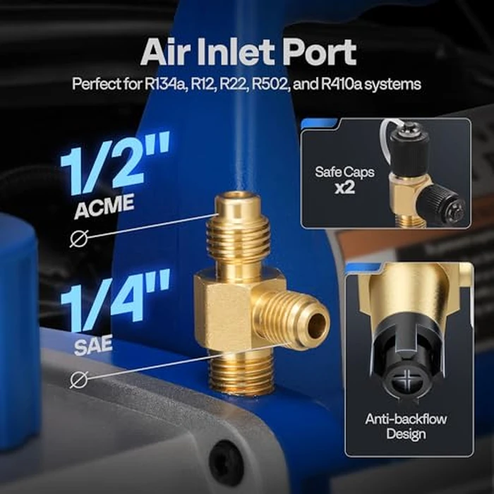 VIVOHOME 110V 1/3 HP 4CFM Single Stage Rotary Vane Air Vacuum Pump and R134a AC Manifold Gauge Set Kit with Leak Detector Carry Bag for HVAC Air Conditioning Refrigeration Recharging ETL Listed by VIVOHOME - Image 3