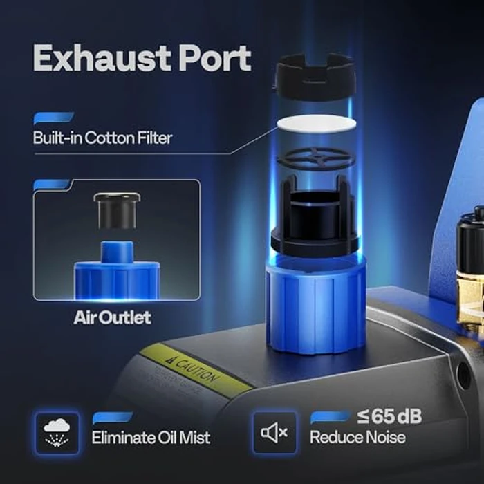 VIVOHOME 110V 1/3 HP 4CFM Single Stage Rotary Vane Air Vacuum Pump and R134a AC Manifold Gauge Set Kit with Leak Detector Carry Bag for HVAC Air Conditioning Refrigeration Recharging ETL Listed by VIVOHOME - Image 4