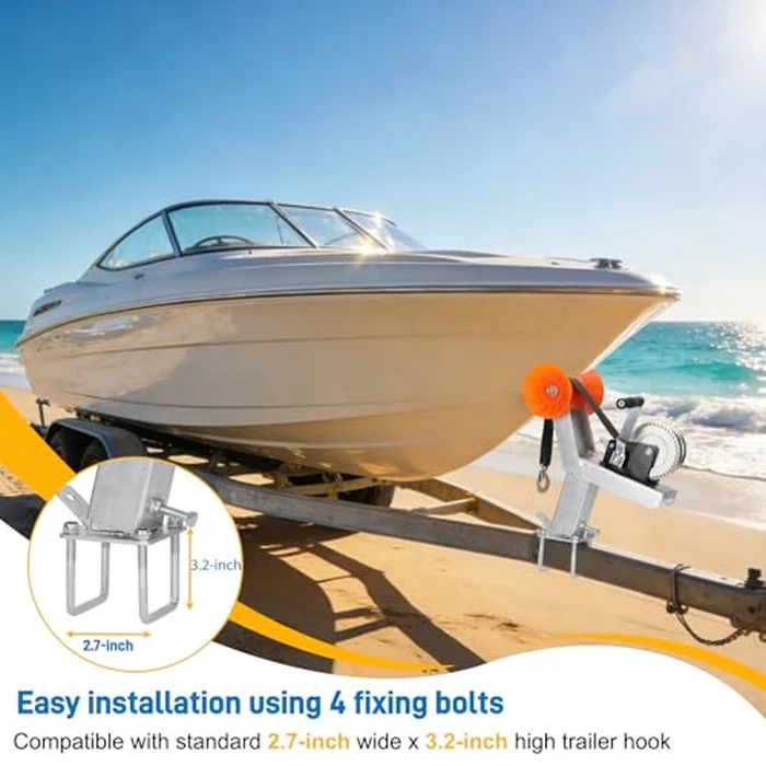 BeesMith Boat Trailer Winch Stand 1200LB with Roller, Winch Post for 2-2.7 Inch Square Tubing Trailer,Adjustable Height Winch Mount with Galvanized Steel, U-Bolt Secure Fit for Fishing Boat Speedboat by BeesMith - Image 3