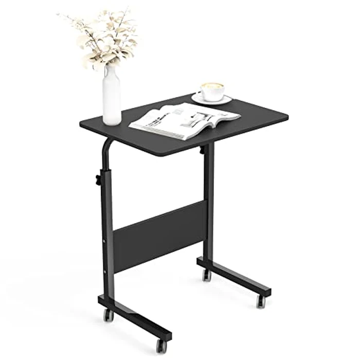 SogesGame End Table Height Adjustable Laptop Table, Portable Desk Cart Tray Mobile Side Table Sofa Table, Snack Table Industrial C Table for Coffee Snack Sofa,Black,05#1-60BK-S8-CA by SogesGame - Used - Good condition