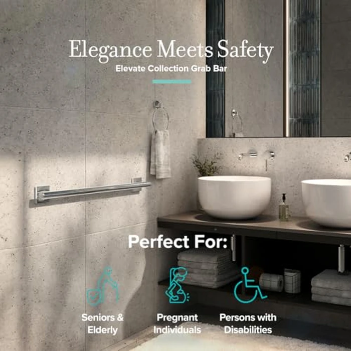 Gatco 940 Elevate 12" L Grab Bar, Chrome/ADA Compliant Stainless Steel Safety Grab Bar for Bathroom by Gatco - Image 4
