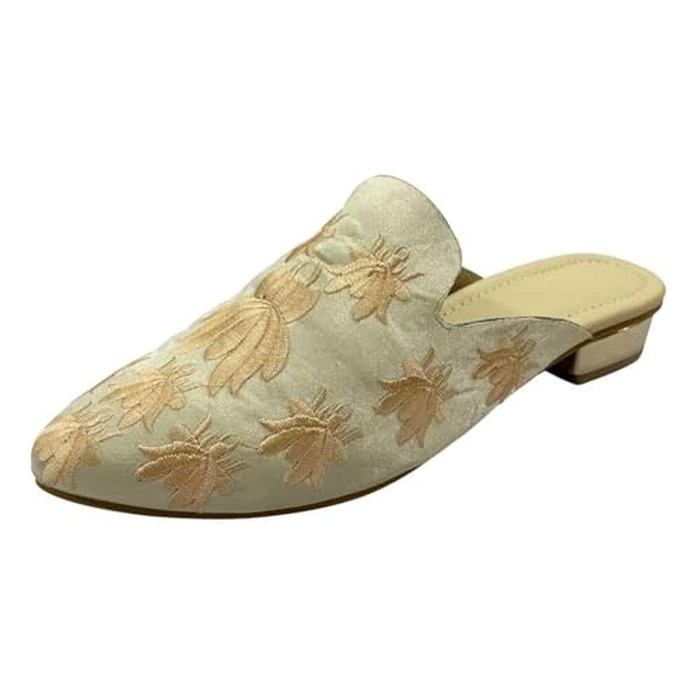 Step n Style Boho Back Open Mules for Women - Embroidered Ethnic Slip-On Flats | Handmade Shoes for Office, Travel & Daily Wear by Step n Style - Used - Very Good condition