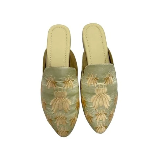 Step n Style Boho Back Open Mules for Women - Embroidered Ethnic Slip-On Flats | Handmade Shoes for Office, Travel & Daily Wear by Step n Style - Image 5