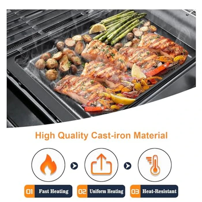 7566 Grill Griddle Insert for Weber Genesis 300 Series, Cast Iron Flat Top Replacement Parts for Weber Genesis E-310 E-320 E-330 S-310 S-320 S-330 EP-310 EP-320 EP-330 CEP-310 CEP-330 ESP-310 by GRISUN - Image 3