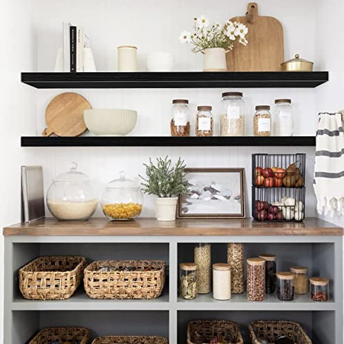 QEEIG Floating Shelves for Wall 47.2" Extra Long - Wall Mounted Shelf Bathroom Kitchen Living Room Bedroom Farmhouse Home Decor Display Bookshelf Large 47.2 x 9.3 inch Set of 2, Black (008-120B) by QEEIG - Image 2