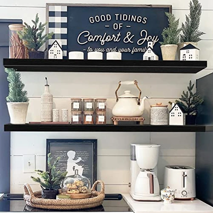 QEEIG Floating Shelves for Wall 47.2" Extra Long - Wall Mounted Shelf Bathroom Kitchen Living Room Bedroom Farmhouse Home Decor Display Bookshelf Large 47.2 x 9.3 inch Set of 2, Black (008-120B) by QEEIG - Image 5