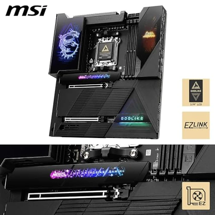 MSI MEG X870E GODLIKE, E-ATX - Supports AMD Ryzen 9000/8000/7000 Processors, AM5 - Dynamic Dashboard III, EZ Slide M.2, 110A SPS, DDR5 Memory (9000+ MT/s OC), M.2 & PCIe 5.0, USB4, Wi-Fi 7, 10G LAN by msi - Image 4