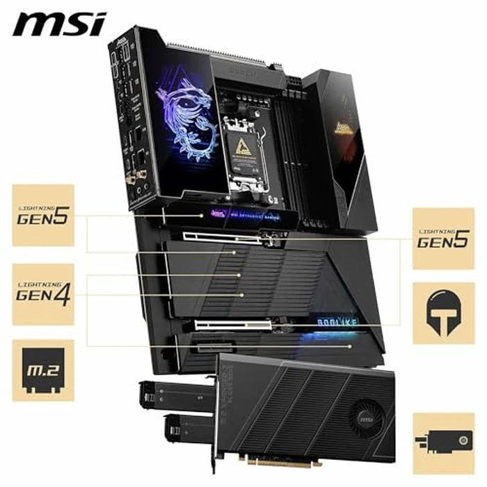 MSI MEG X870E GODLIKE, E-ATX - Supports AMD Ryzen 9000/8000/7000 Processors, AM5 - Dynamic Dashboard III, EZ Slide M.2, 110A SPS, DDR5 Memory (9000+ MT/s OC), M.2 & PCIe 5.0, USB4, Wi-Fi 7, 10G LAN by msi - Image 6