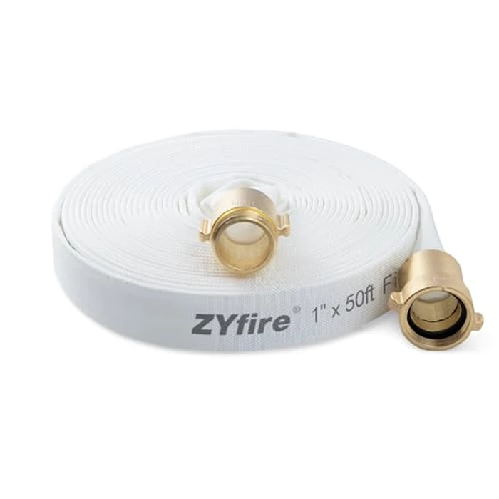 ZYfire Fire Hose - 1" ID x 50 FT Single Jacket TPU Firefighter Hose with M x F NST/NH Brass Couplings 750 PSI Burst Pressure Lightweight for Use in Firefighting by ZYfire - Used - Very Good condition - CA$57.50