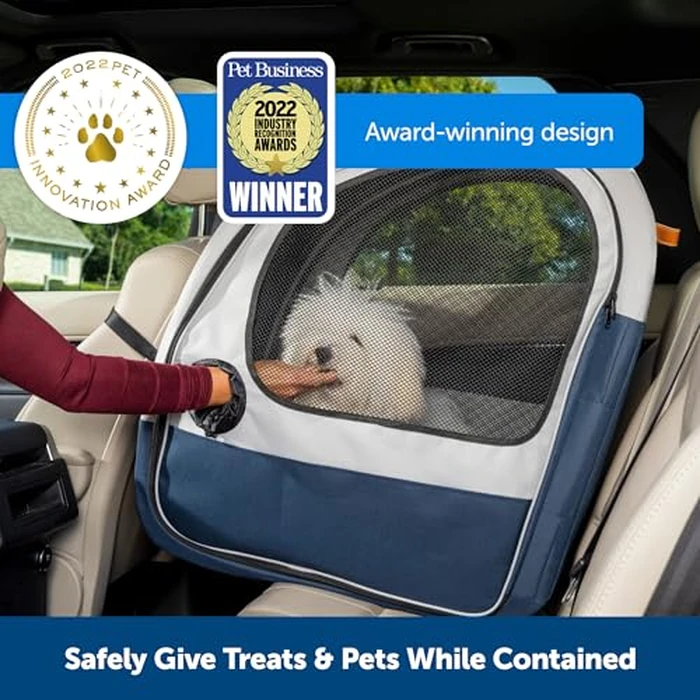 PetSafe Collapsible Dog Travel Crate - Foldable and Portable Dog Crate for Cars - for Pets Up to 60lbs - Secures to Seat, Pop-Up Metal Frame, Mesh Zipper Windows, Removable, Washable Fleece Liner by PetSafe - Image 3