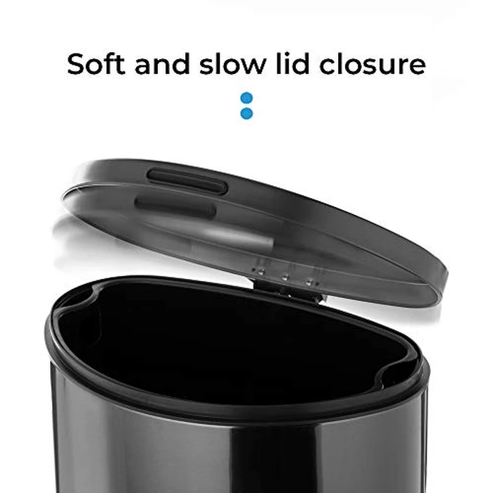 Home Zone Living 12 Gallon Semi-Round Kitchen Trash Can with Soft Close Lid, Step Pedal, Bag Tuck Band, and Removable Liner, Black by Home Zone Living - Image 5