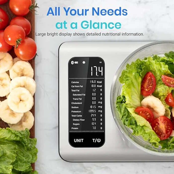 Etekcity Smart Food Kitchen Scale with Nutritional Calculator, Free App with 19 Nutrients Tracking, Calorie, Marco, Digital grams and ounces for weight loss, Premium Stainless Steel, 11lb by Etekcity - Image 2