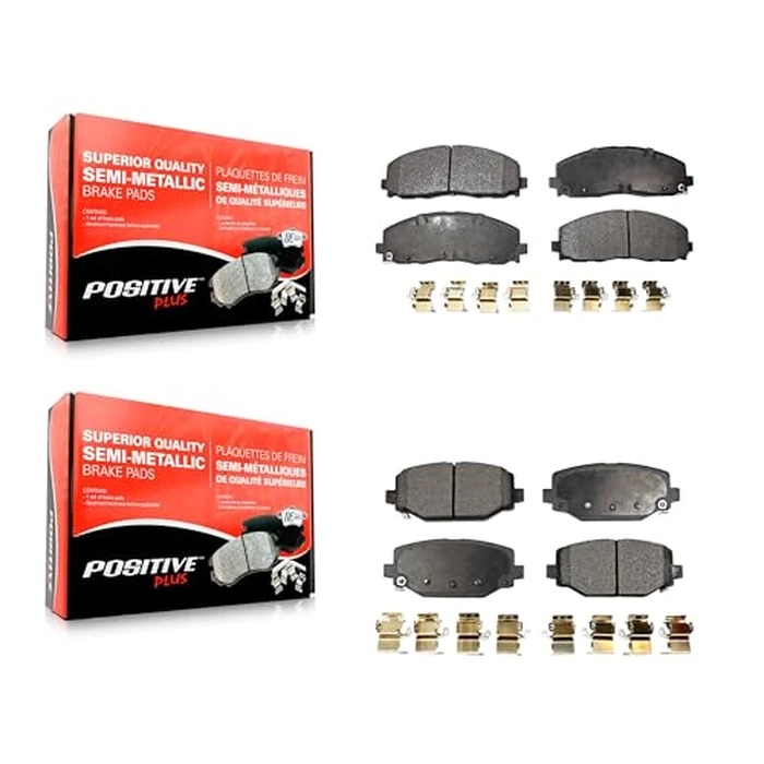 Positive Plus Front Rear Semi-Metallic Brake Pads Kit Replacement For Dodge Grand Caravan Journey Chrysler Town & Country Ram C/V Volkswagen Routan KPF-100232 by Positive Plus - Image 1