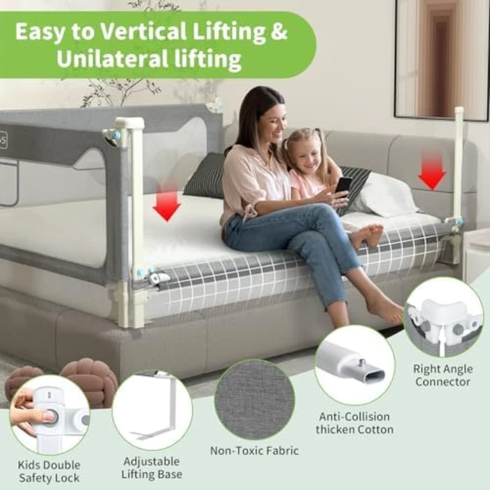 Bed Rails for Toddlers, Upgrade Baby Bed Rail Guard Height Adjustable Specially Designed for Twin, Full, Queen, King Size (1 Side:39"(L) x 27"(H)) by zefinot - Image 7