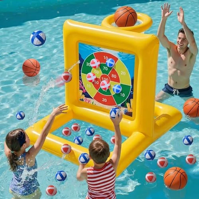 Gerosi Pool Toys for Kids & Adults, 2-in-1 Pool Basketball Game & Dart Board Game Set, Pool Party Games for Kids Ages 6+ and Adults, Family Backyard Pool Games by Gerosi - Used - Very Good condition - US$37.24