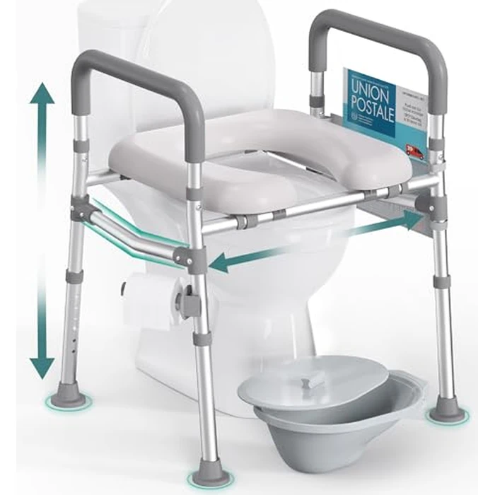 HOMLAND Raised Toilet Seat with Handles, FSA HSA Eligible 500lb Toilet Seat Riser for Seniors with Bedpan, Adjustable Height & Width, Handicap Elevated Toilet Seat for Elderly, Bedside, Fit Any Toilet by HOMLAND - Used - Very Good condition - US$71.98