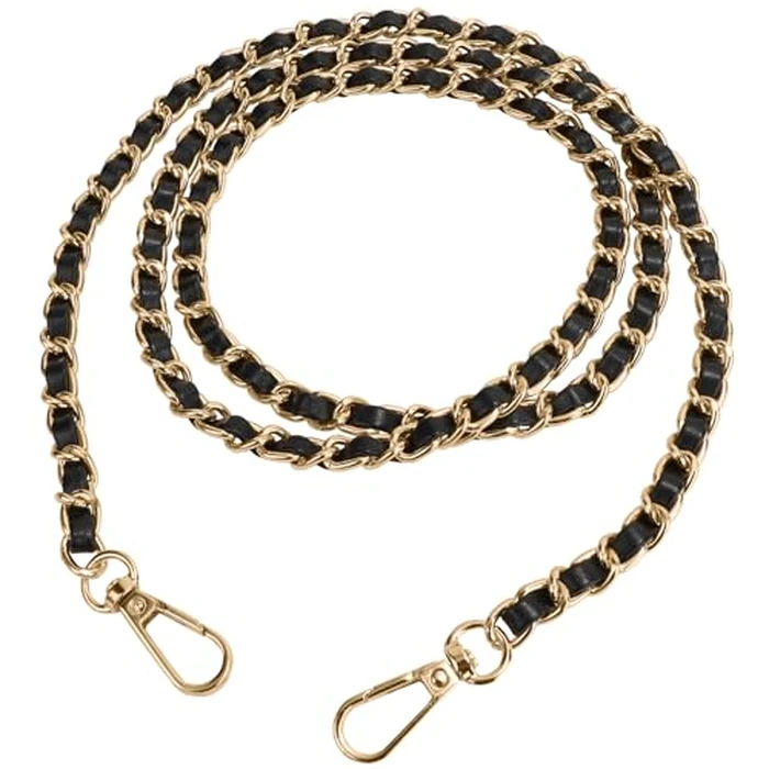 U+U Metal Chain Strap, 47" Purse Straps Replacement, DIY Purse Chain Accessories, Crossbody Bag and Handbag Strap with Metal Buckles (Black & Gold) by U+U - Used - Very Good condition - US$8.01