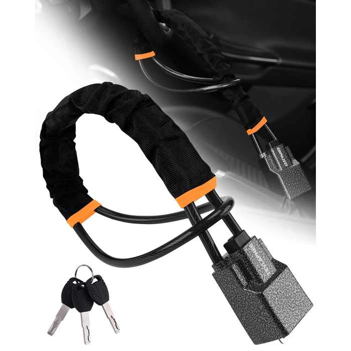 Tevlaphee Steering Wheel Lock Seat Belt Lock Universal Anti Theft Car Device Car Lock Car Theft Prevention with 3 Keys for Car Security Fit Most Vehicles Truck SUV Van(Black) by Tevlaphee - Used - Very Good condition - US$29.06